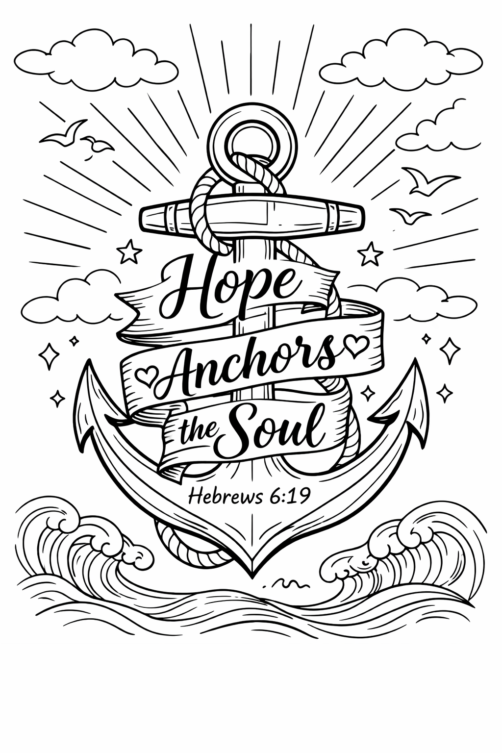 Anchor Your Soul in Hope coloring page printable from Fashion Meets Food