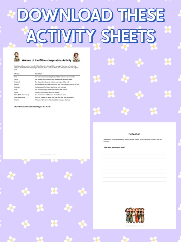 Women of the Bible Inspiration Activity printable from Chatty Patty's Place Women of the Bible Inspiration Activity printable from Chatty Patty's Place